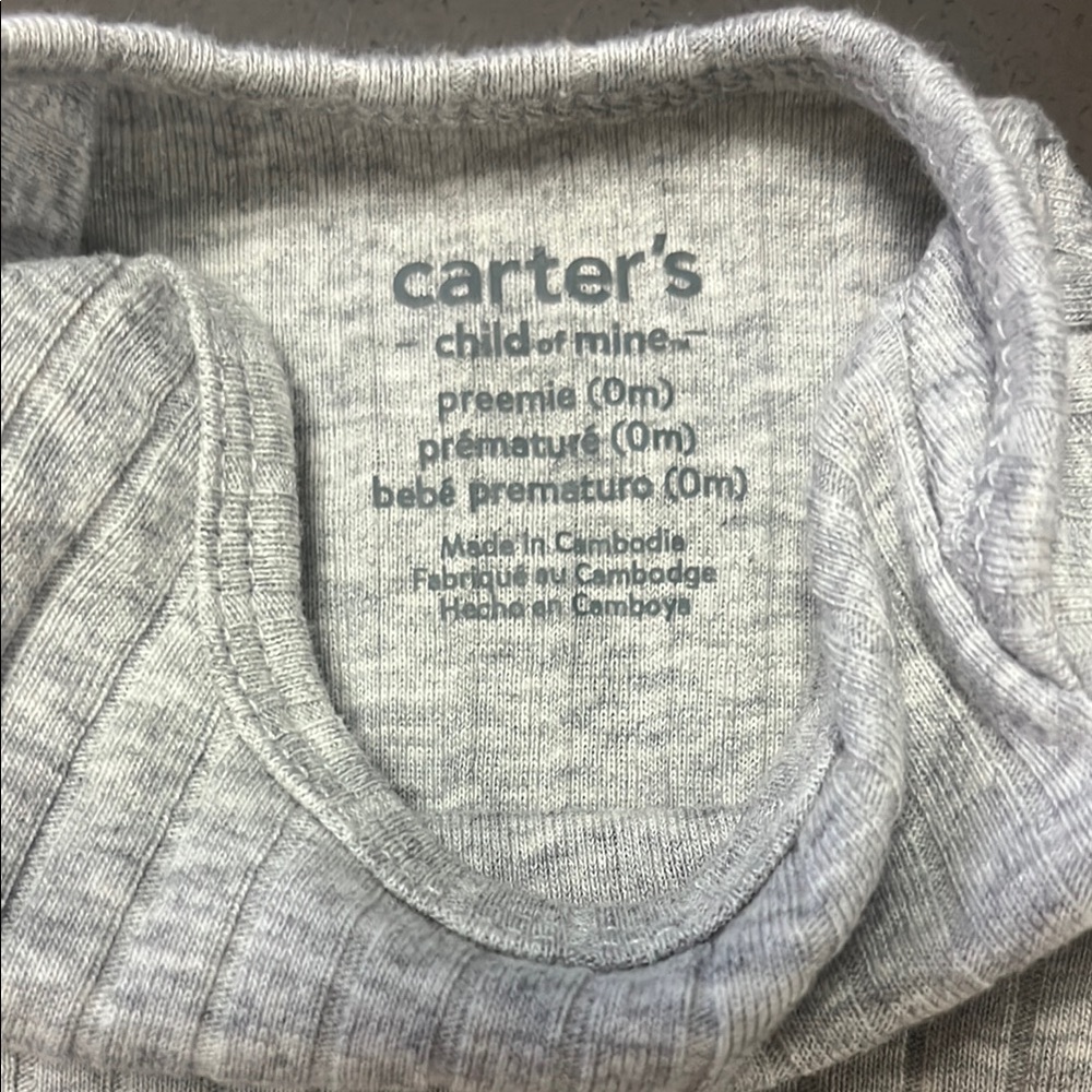 Carter's Light Gray Ribbed Bodysuit - Picture 2 of 3